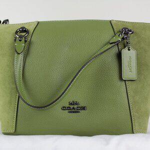 Coach Kacey Satchel Black Antique Nickel/Olive Green CC838